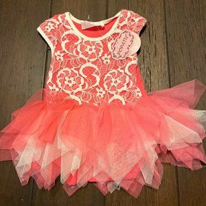 NWT Popatu Girl Tutu bodysuit white lace 3-6M baby